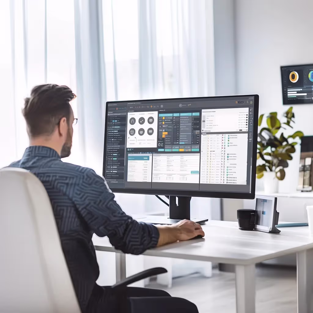 man at computer