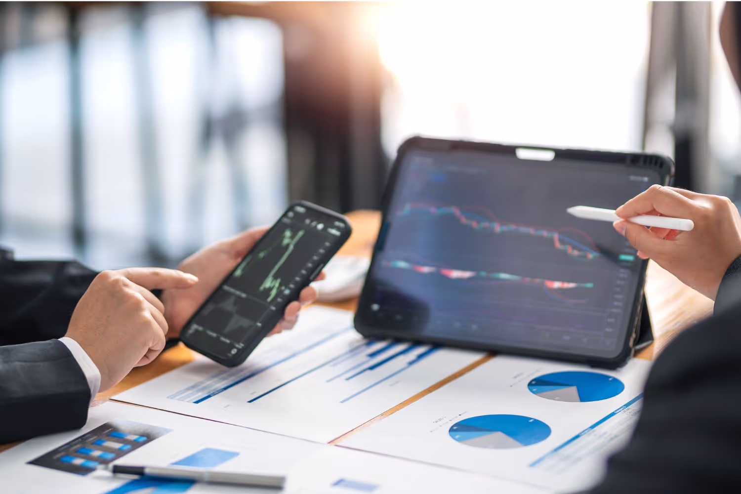Financial services sector represented through a vibrant infographic