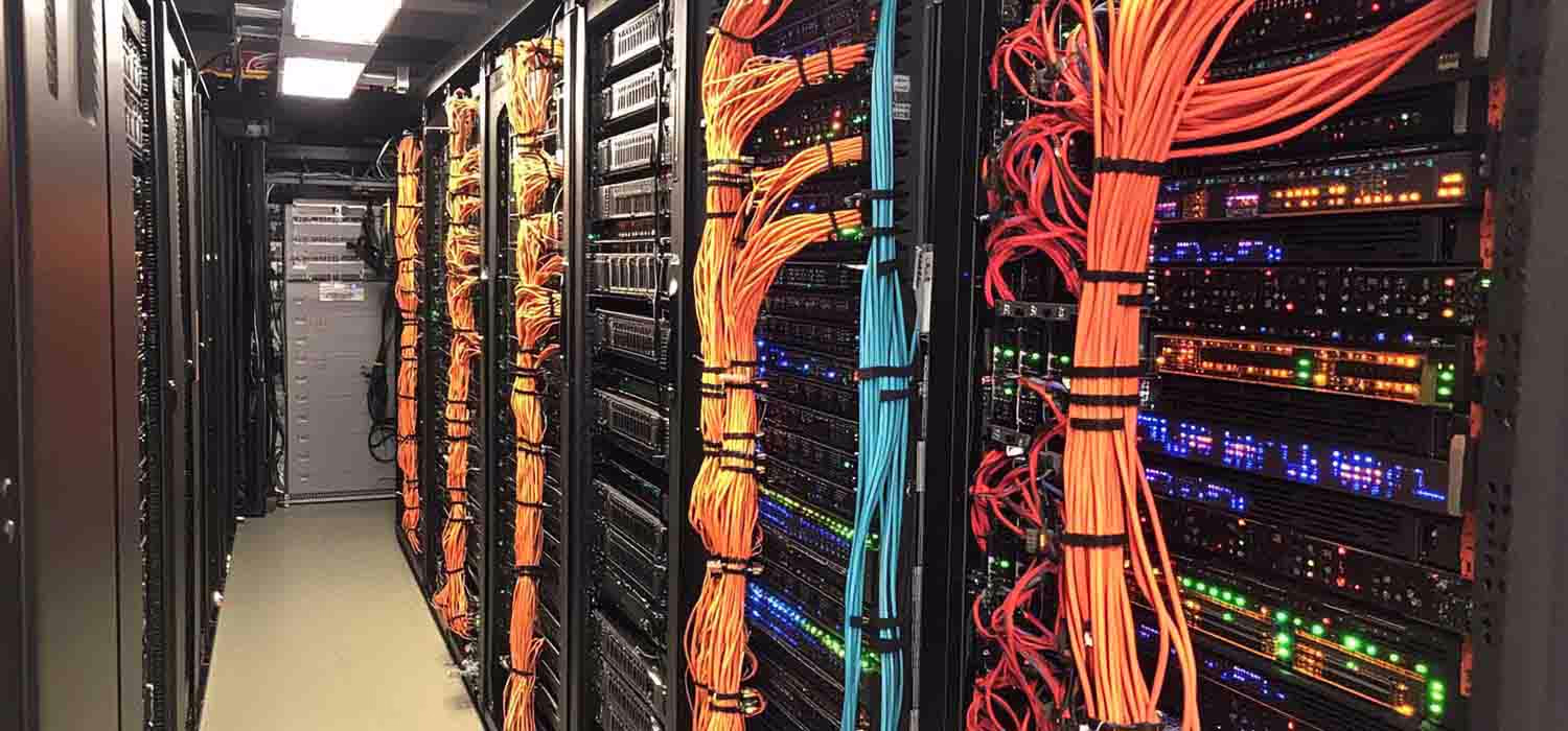 IT infrastructure showing on-premise servers vs. cloud-based solutions