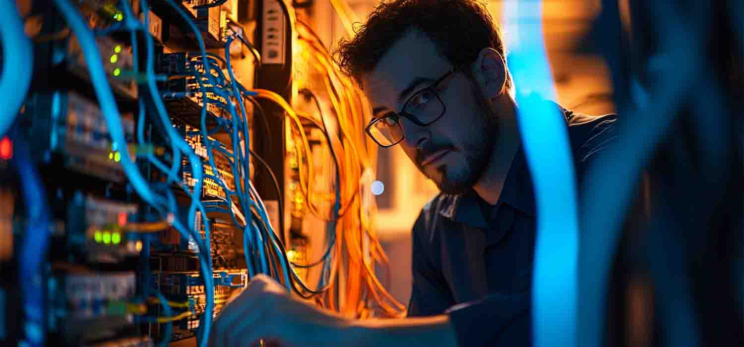 IT technician reviewing a disaster recovery plan to minimize business disruption