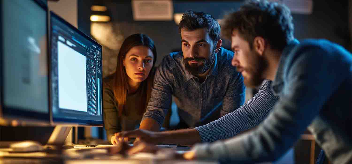 Team collaborating remotely using cloud services and digital project management tools