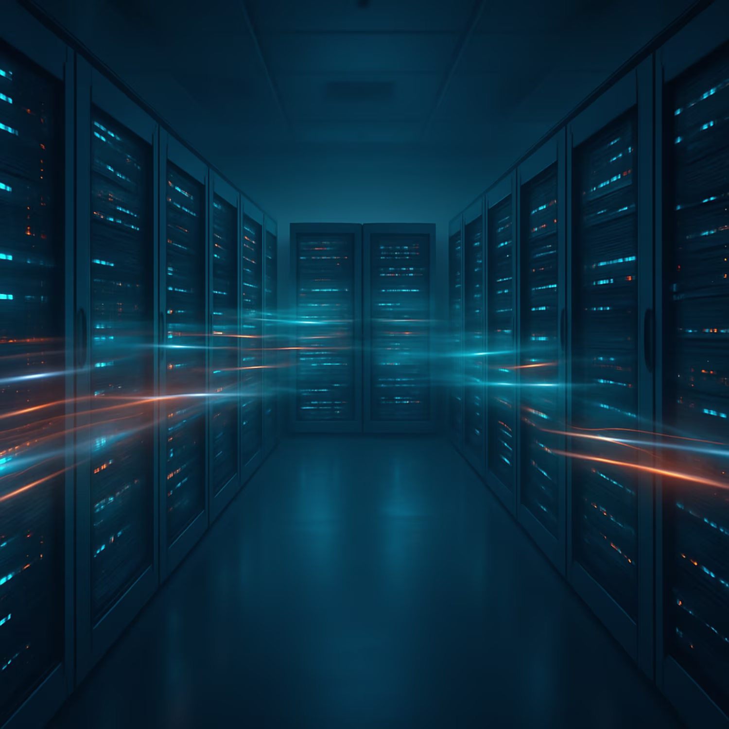 Futuristic cloud services server room
